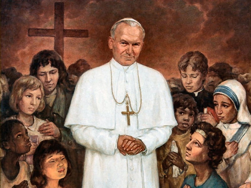 Pope John-Paul II, art, people, painting, wide screen, Pope John Paul II, bonito, illustration, artwork, HD wallpaper