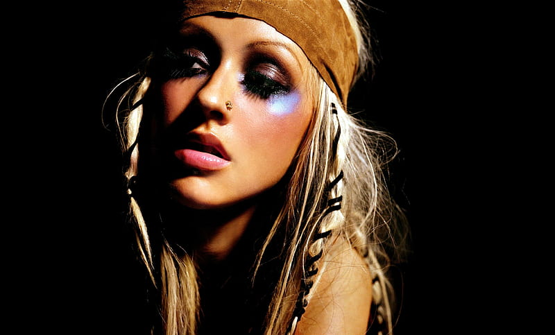 Christina Aguilera, xtina, cute, aguilera, female, christina, black, HD wallpaper
