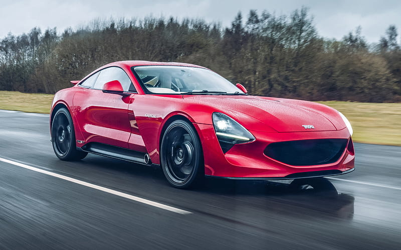 TVR Griffith, 2018, red supercar, new red Griffith, riding in the rain concepts, TVR, HD wallpaper