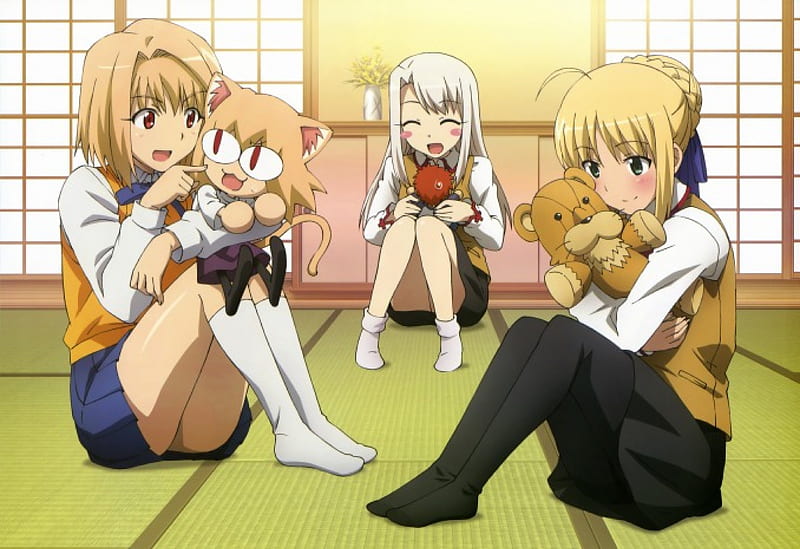 Cuddles Time, pretty, house, cuddles, teddy, crossover, adorable, play, sweet, nice, group, anime, beauty, anime girl, lovely, toy, blonde, happy, hug, cute, saber, blond, home, bonito, fate stay night, playing, female, blonde hair, blond hair, teddybear, kawaii, girl, silver hair, teddy bear, scene, HD wallpaper