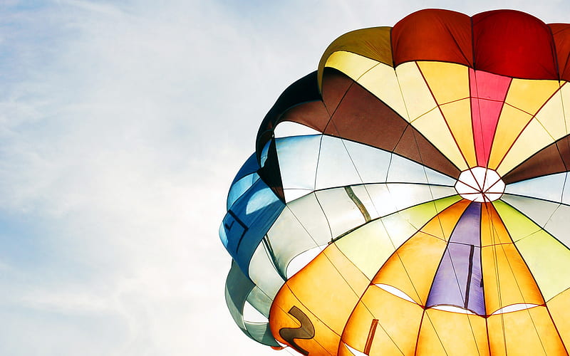 Colorful parachute against sky, HD wallpaper