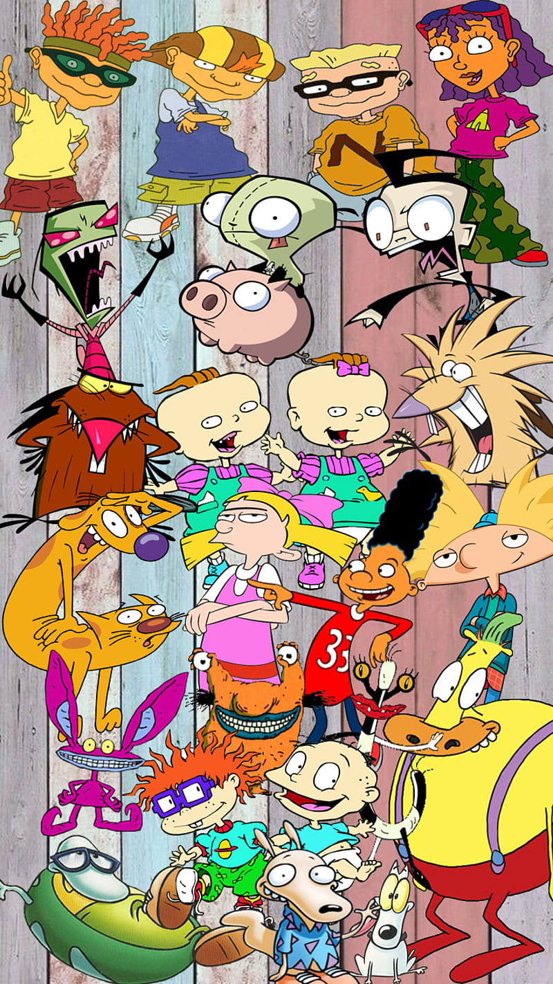nicktoons, angry beavers, hey arnold, invader zim, nick, old school, real monsters, rocket power, rugrats, wall, HD phone wallpaper