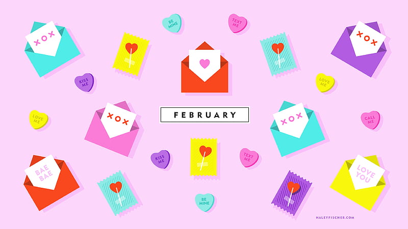February, texture, pattern, haley fischer, valentine, paper, pink, letter, HD wallpaper