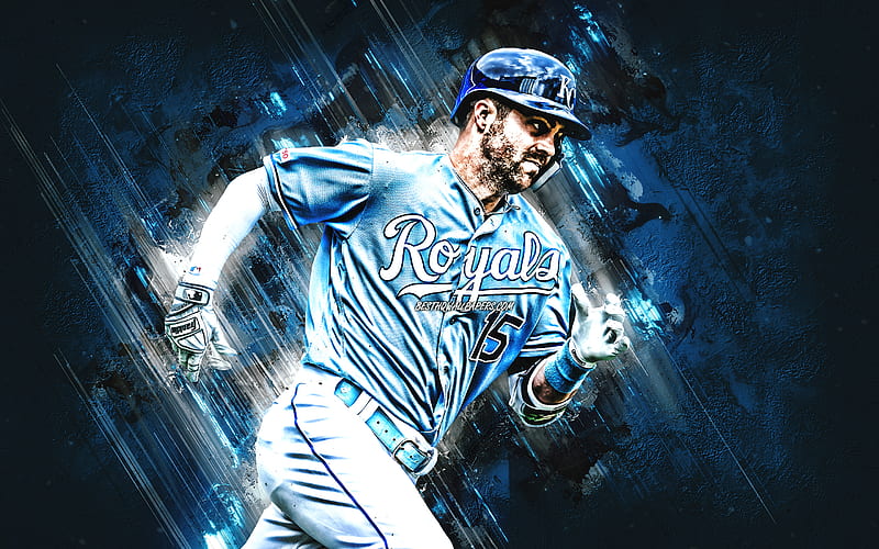 Whit Merrifield, Kansas City Royals, MLB, american baseball player, blue  stone background, HD wallpaper