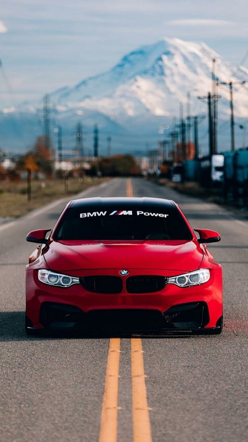 BMW M4, car, coupe, m power, red, tuning, vehicle, widebody, HD phone wallpaper