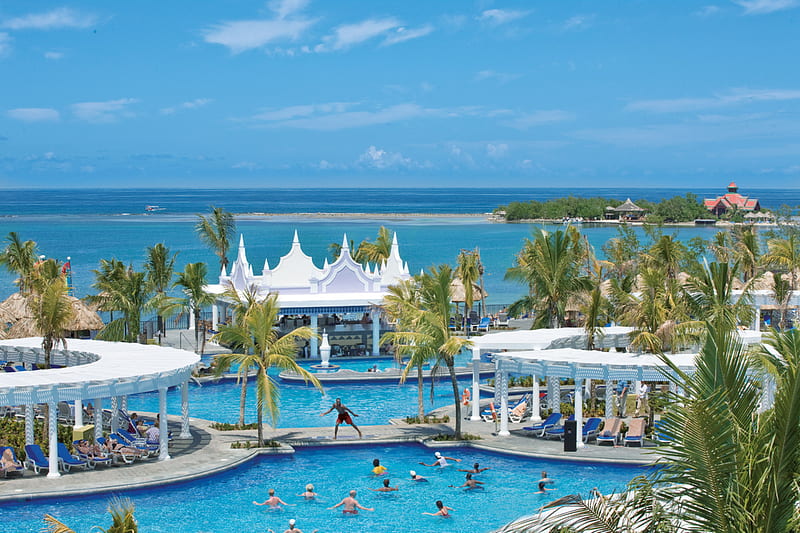 Beach Resort in Montego Bay, Jamaica, pools, holidays, pavillions, sea ...