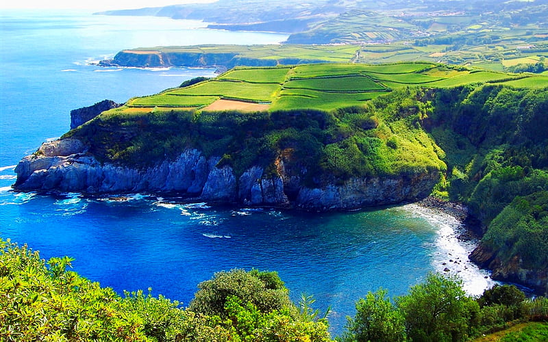 Azores, sea, coast, harbor, bay, Portugal, Europe, HD wallpaper