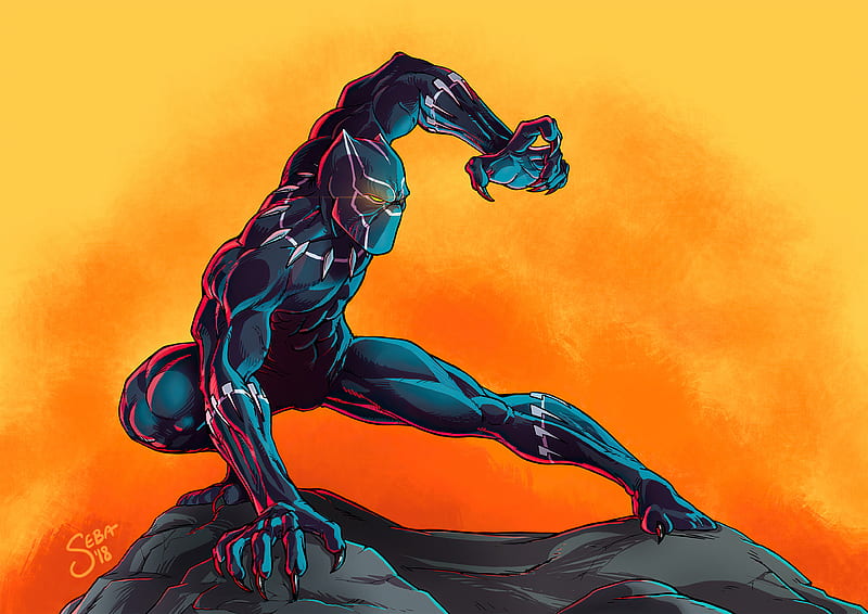 Black Panther Art Marvel Comic, HD wallpaper