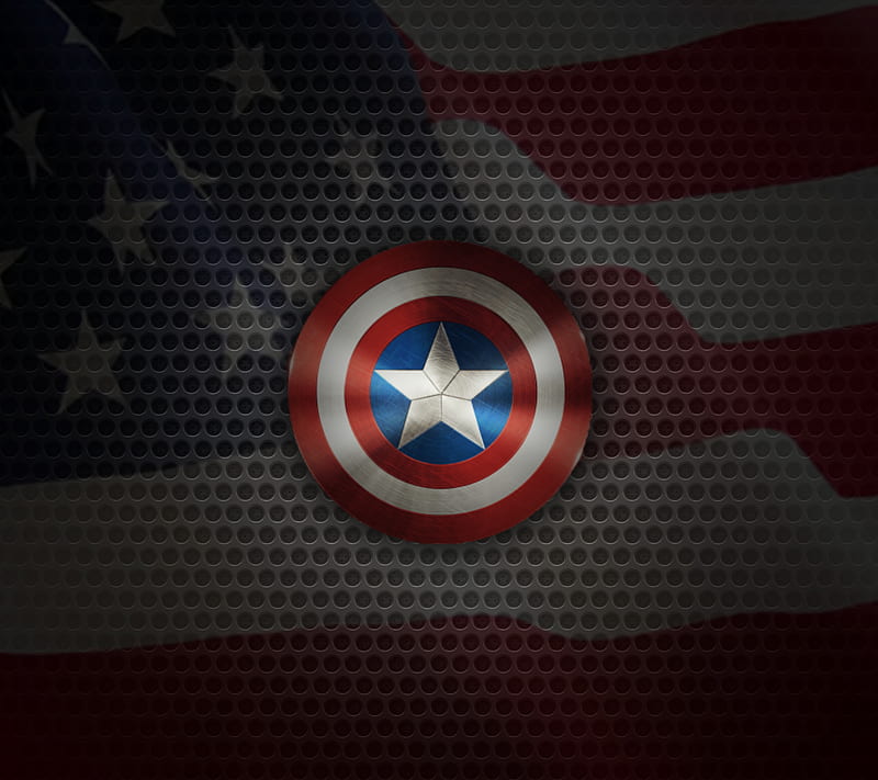 Shield of Captain, 2160x1920, american flag, captain america, steel backround, HD wallpaper