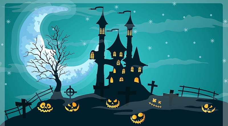 Noche de halloween, castillo embrujado, jack-o-lanterns ultra, vacaciones,  halloween, Fondo de pantalla HD | Peakpx