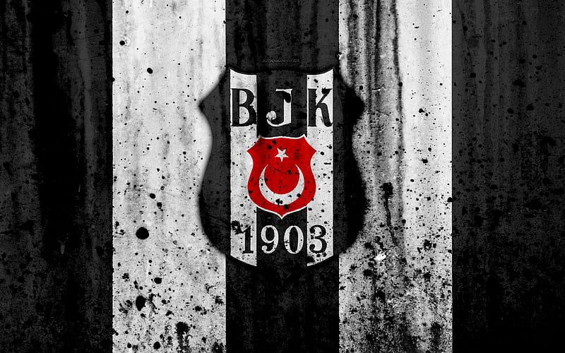 FC Besiktas Super Lig, logo, Turkey, soccer, football club, grunge, Besiktas, art, stone texture, Besiktas FC, HD wallpaper