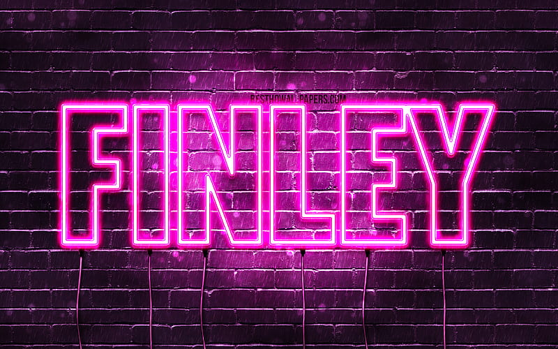Finley with names, female names, Finley name, purple neon lights, horizontal text, with Finley name, HD wallpaper