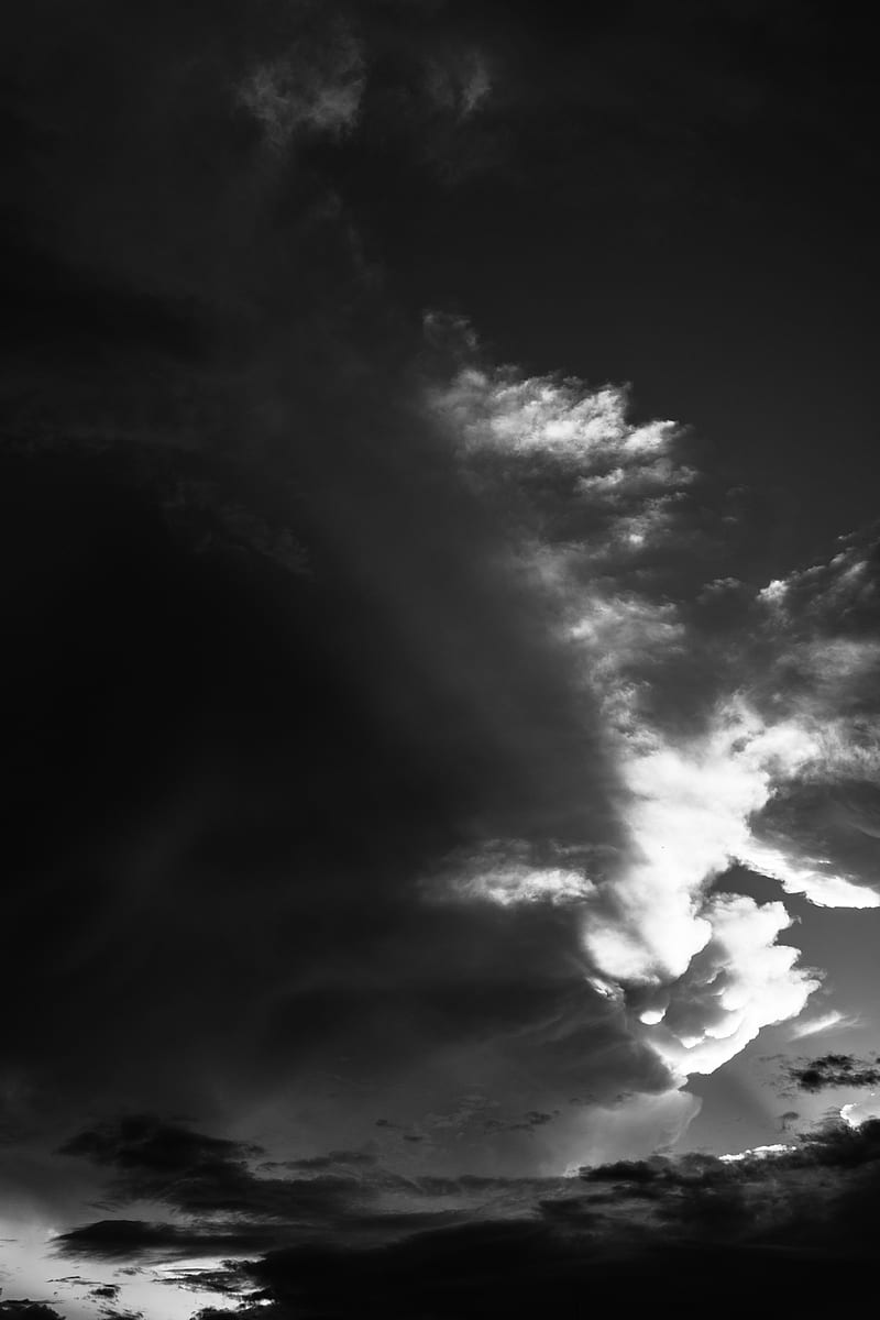 sky, clouds, bw, atmosphere, HD phone wallpaper