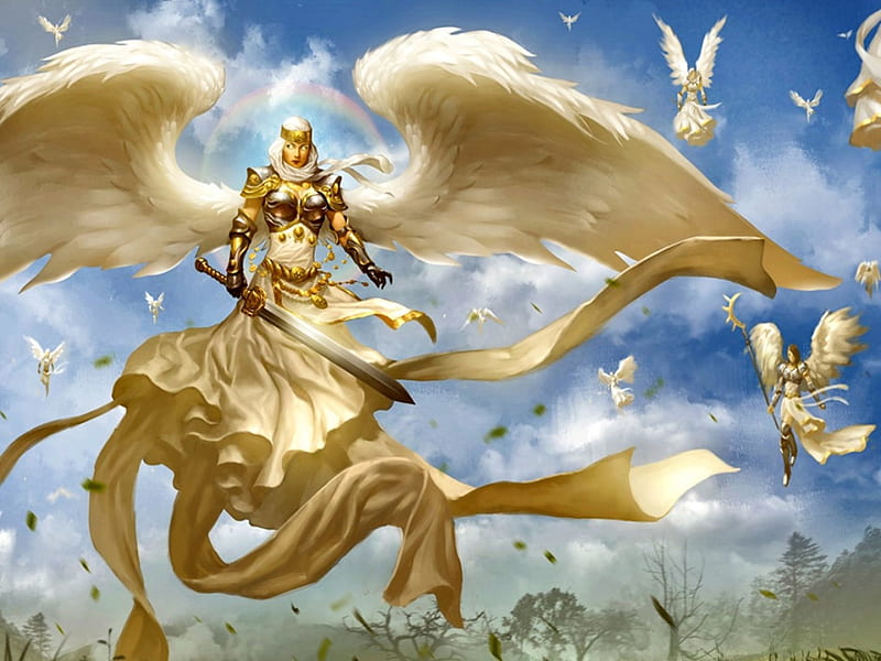 Decree of Justice, warrior, magic, fantasy, angel, HD wallpaper | Peakpx