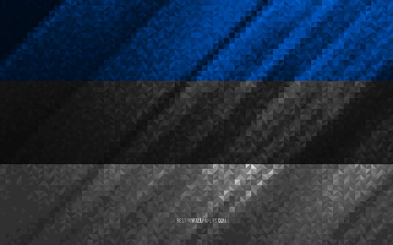 Flag of Estonia, multicolored abstraction, Estonia mosaic flag, Europe, Estonia, mosaic art, Estonia flag, HD wallpaper