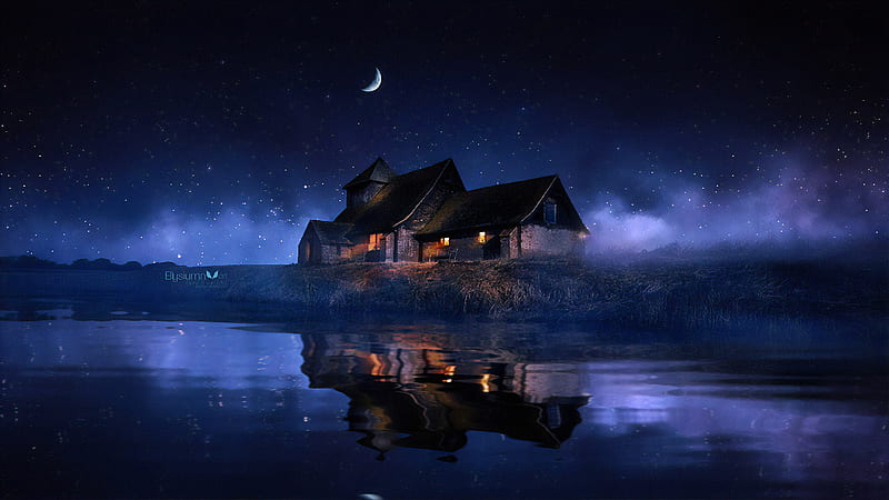 House Reflected in the Lake, HD wallpaper
