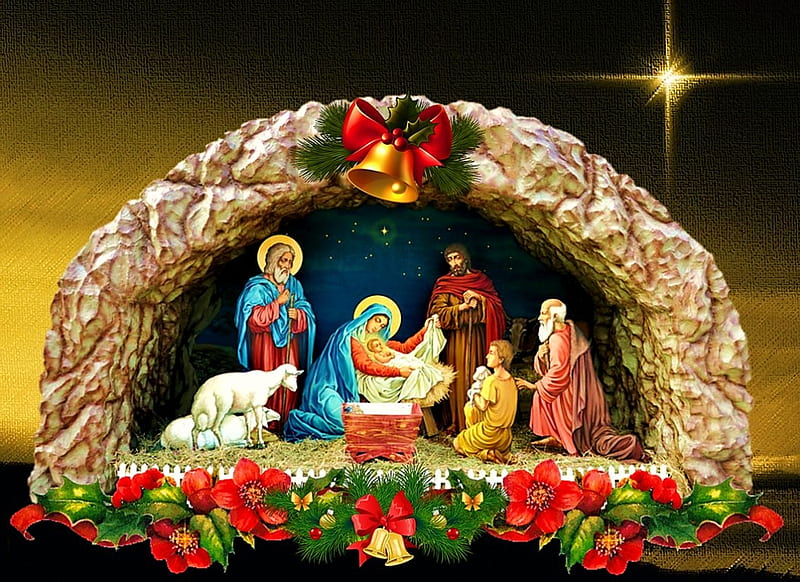 Our Savior is born, nativity, christ, jesus, christmas, wiseman, adoration, HD wallpaper