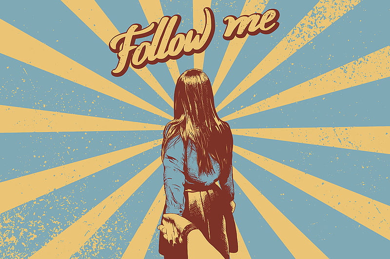 follow me, girl, hand, art, HD wallpaper