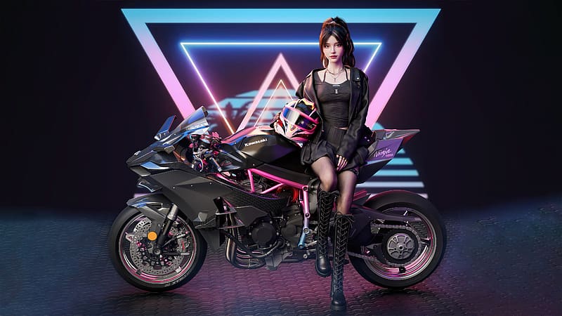 Cool Asian Biker Girl, biker, artist, artwork, digital-art, artstation, HD wallpaper
