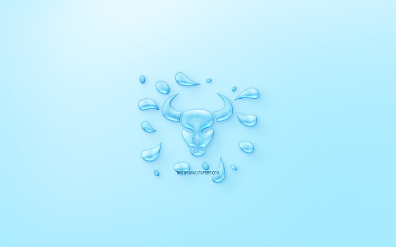 Taurus Zodiac Sign, horoscope signs, sign of water, Taurus Sign, astrological sign, Taurus, blue background, creative water art, HD wallpaper