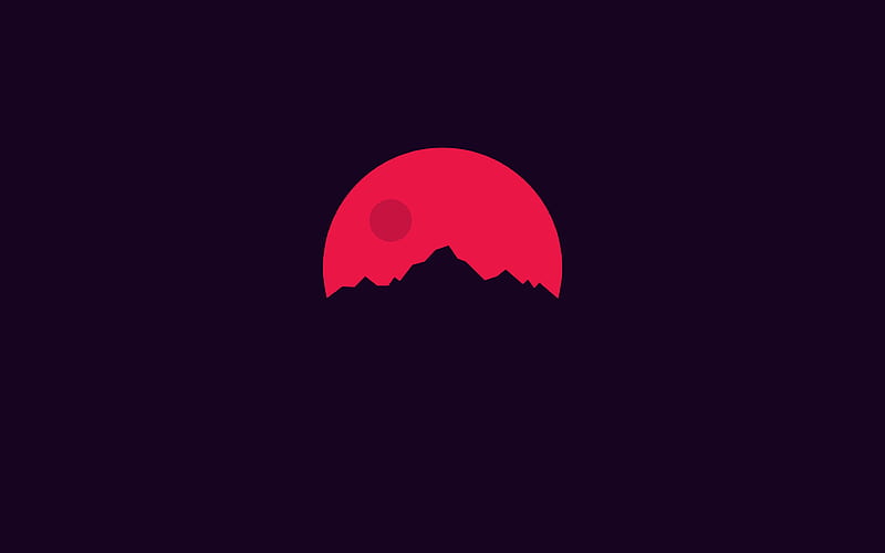 minimal moon, android, bw, color, honor, huawei, ios, iphone, lg, meizu, minimal, moon, mountain, nokia, note, oppo, graphy, red, samsung, sony xiaomi, HD wallpaper