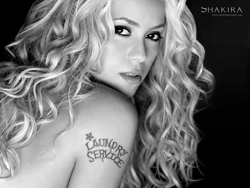 Shakira, black and white, singer, music, HD wallpaper