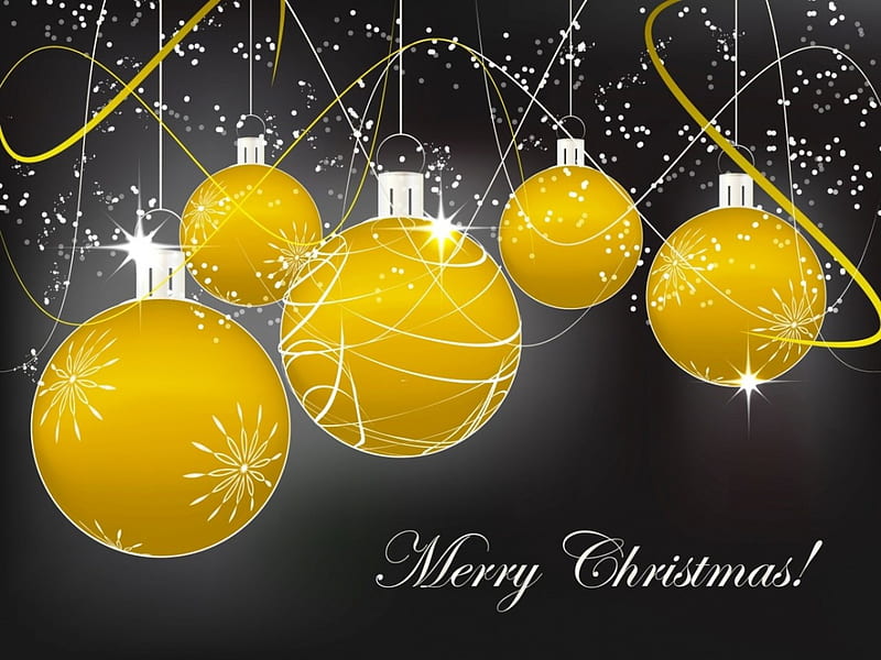 Christmas Balls, Yellow, Christmas, ornaments, Holidays, Merry Christmas, Balls, decorations, Miscellaneous, Colors, HD wallpaper