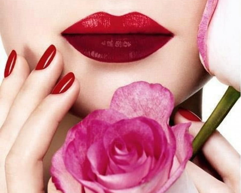 Red Lips, flower, red, rose, lips, HD wallpaper | Peakpx