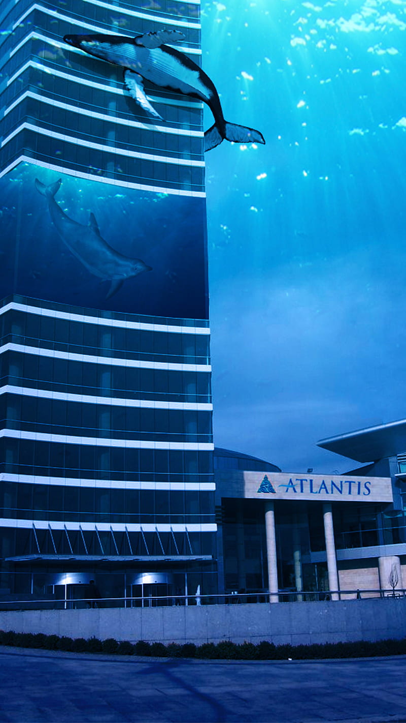 Atlantis, aqua, aquaman, blue, cevik design, ocean, sea, shark, undersea, whale, HD phone wallpaper