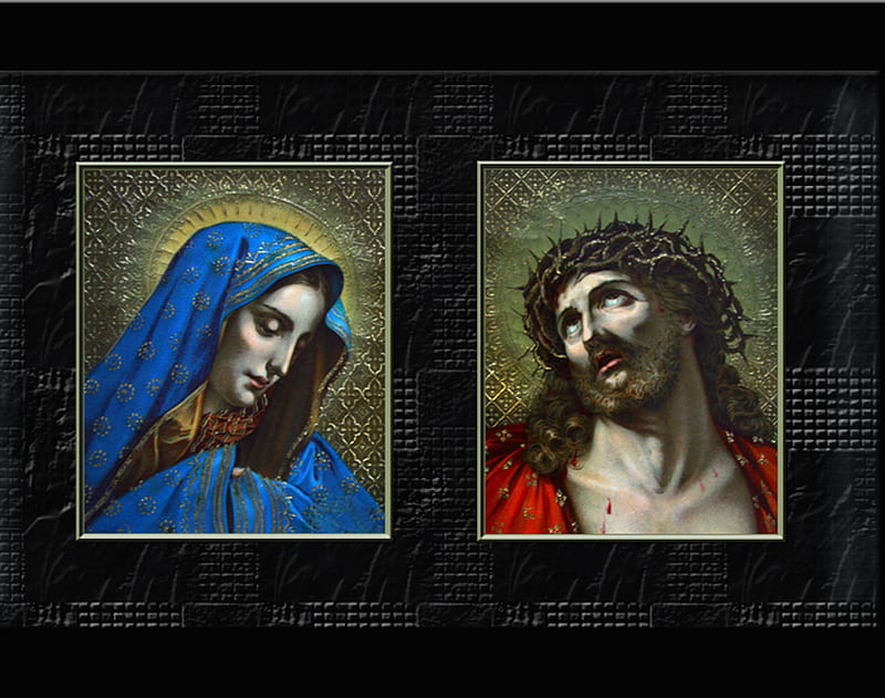 Jesus and Mary, god, heaven, holy, lord, love, mother mary, sacrifice, HD wallpaper