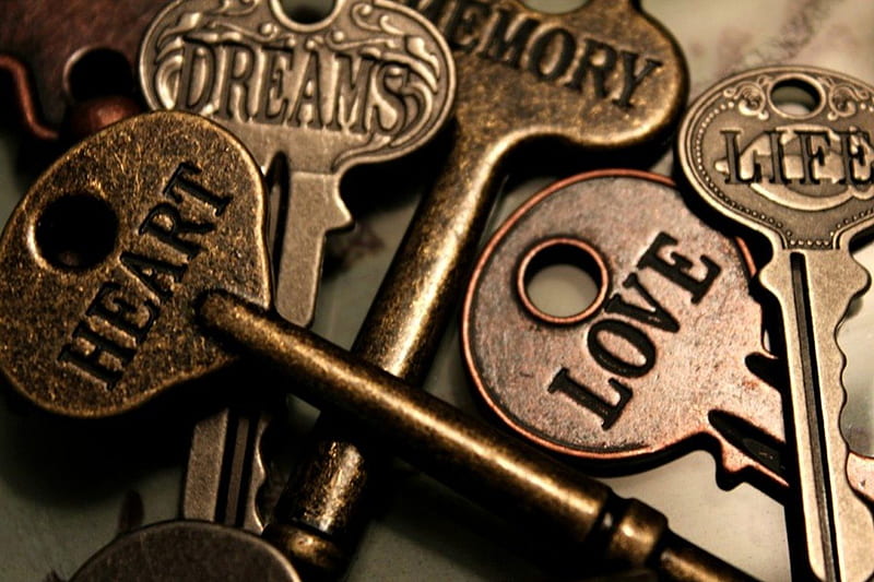 things of life , keys, memory, love, heart, dreams, HD wallpaper