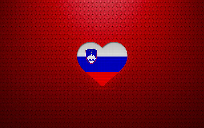 I Love Slovenia Europe, red dotted background, Slovenian flag heart, Slovenia, favorite countries, Love Slovenia, Slovenian flag, HD wallpaper