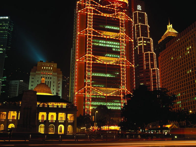 *** Night at the Chinese city ***, architecture, city, night, light, HD wallpaper