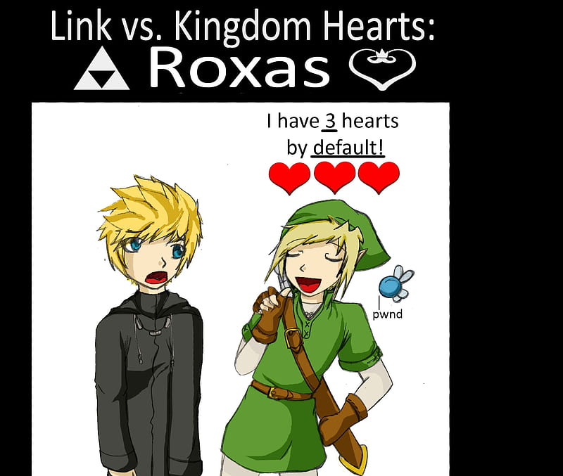 Link VS. Roxas, kindom hearts, legend of zelda, roxas, link, HD wallpaper