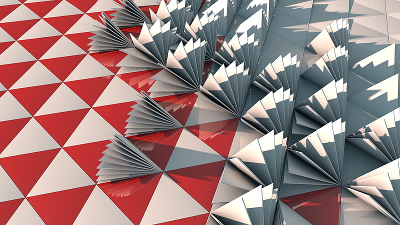 3d Triangle Red Abstract Red, abstract, triangle, 3d, red, HD wallpaper