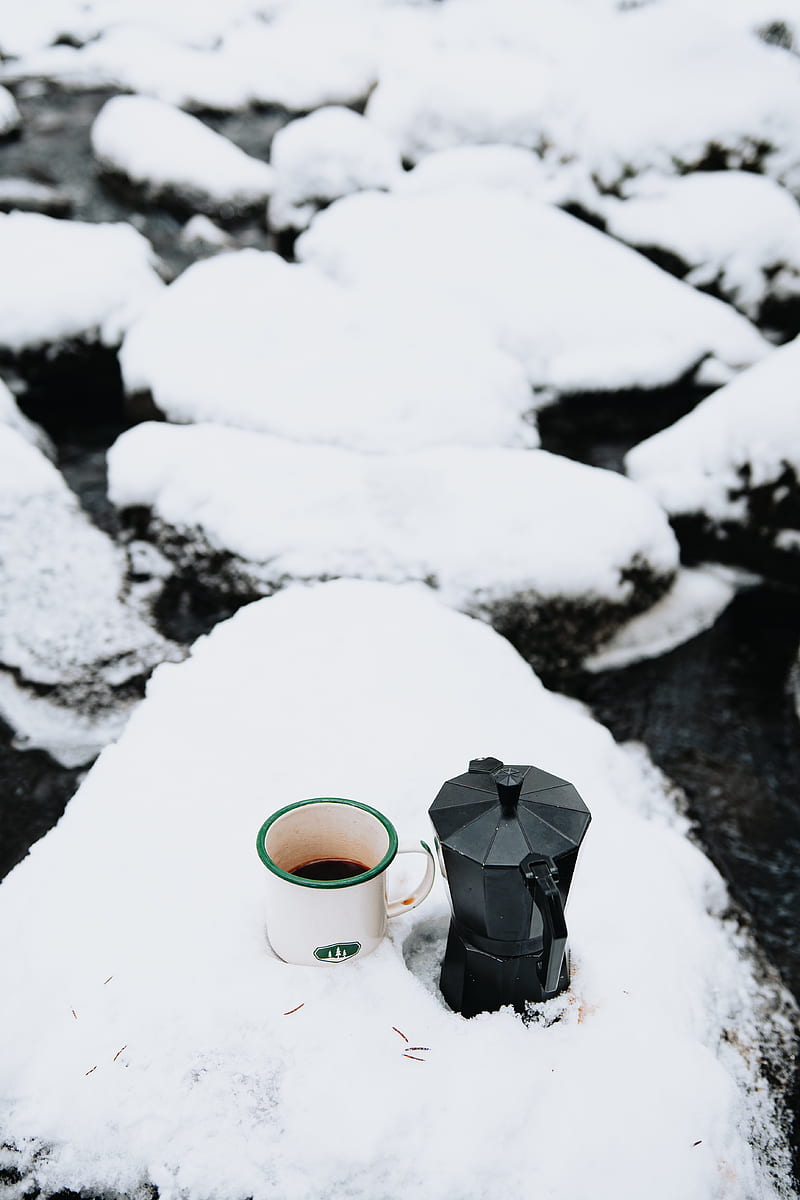 mug, kettle, tea, snow, winter, HD phone wallpaper
