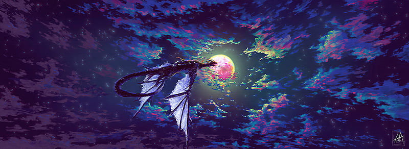 Dragon Towards Parallel Sky , dragon, artist, artwork, digital-art, HD wallpaper
