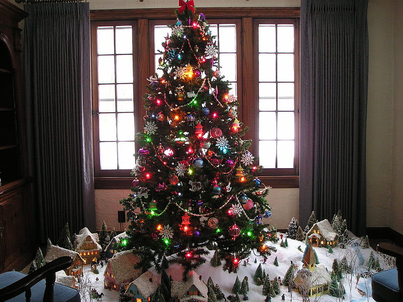 A Family Tradition, brecksville, christmas, village, ohio, tradition, HD wallpaper