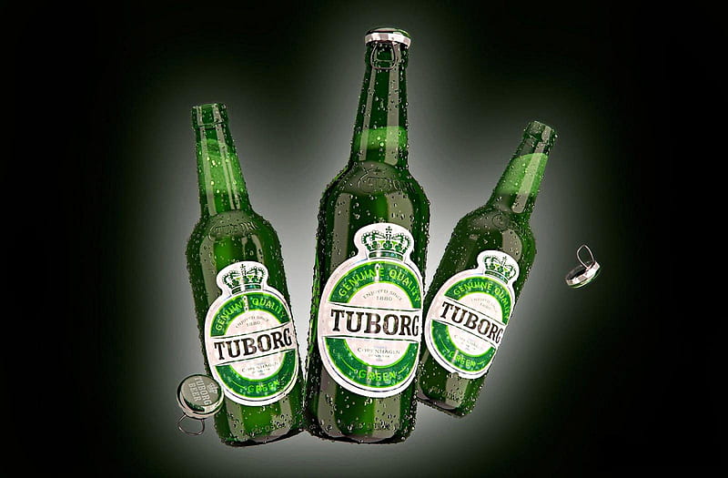 Tuborg Beer, alcohol, tuborg, drink, beer, bottles, HD wallpaper