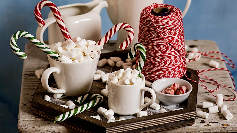 Candy Canes In White Cups Candy Cane, HD wallpaper