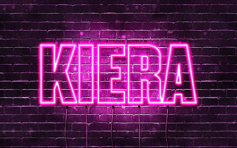Kiera with names, female names, Kiera name, purple neon lights, Happy Birtay Kiera, with Kiera name, HD wallpaper