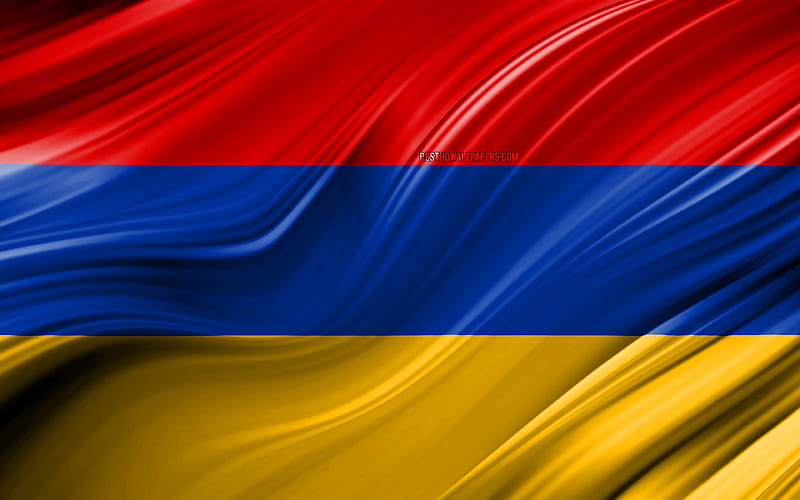 Armenian flag, Asian countries, 3D waves, Flag of Armenia, national symbols, Armenia 3D flag, art, Asia, Armenia, HD wallpaper