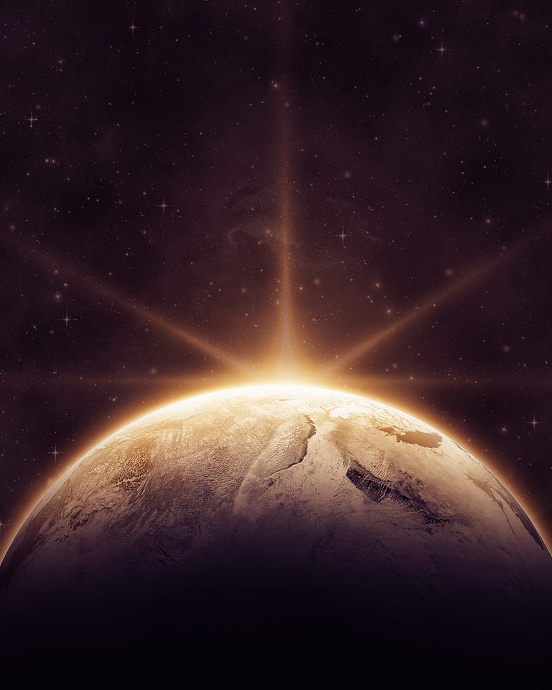 planet, shine, light, rays, space, HD phone wallpaper