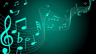 Music Note Green Background Music, HD wallpaper