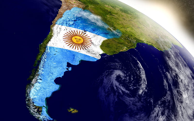Flag of Argentina, South America, continent, geographical map of Argentina, geography, Argentina, HD wallpaper