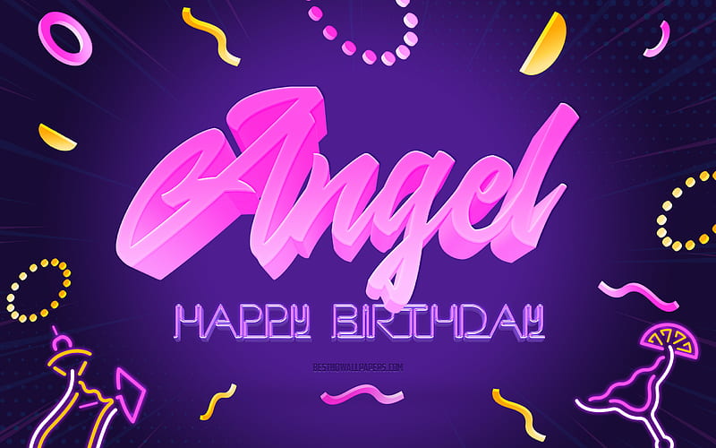 Happy Birtay Angel Purple Party Background, Angel, creative art, Happy Angel birtay, Angel name, Angel Birtay, Birtay Party Background, HD wallpaper