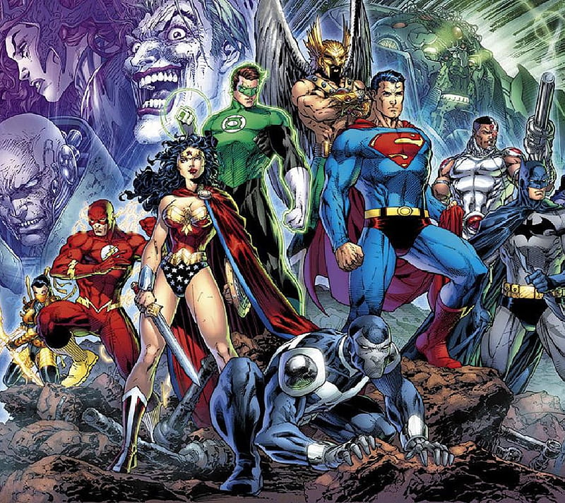 Justice League, aquaman, batman, cyborg, flash, hawkman, lanter, superman, wonder, HD wallpaper