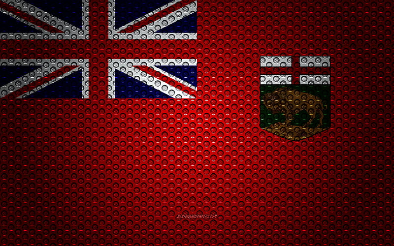 Flag of Manitoba creative art, metal mesh texture, Manitoba flag, national symbol, provinces of Canada, Manitoba, Canada, North America, HD wallpaper