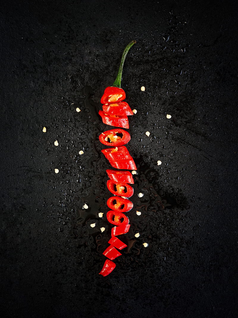 sliced red chili, HD phone wallpaper