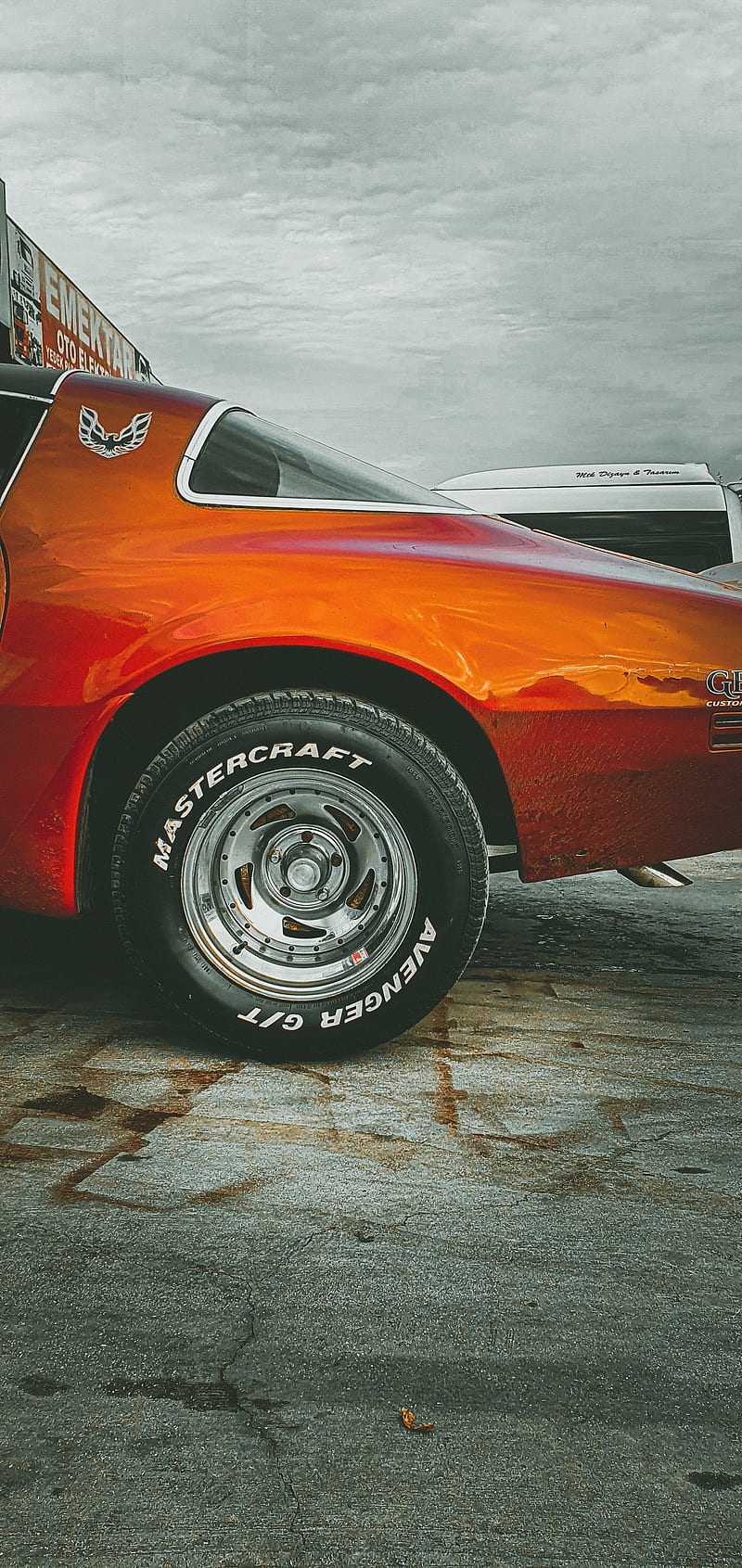 Pontiac, 2017, brake, car, carros, firebird, ford, mustang, orange, tire, HD phone wallpaper